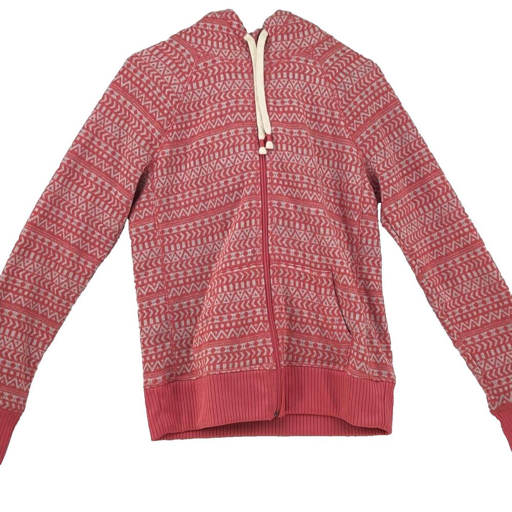 SO Hoodie Sweatshirt Womens Large  Peach & White Full Zip Long Sleeve Pocket